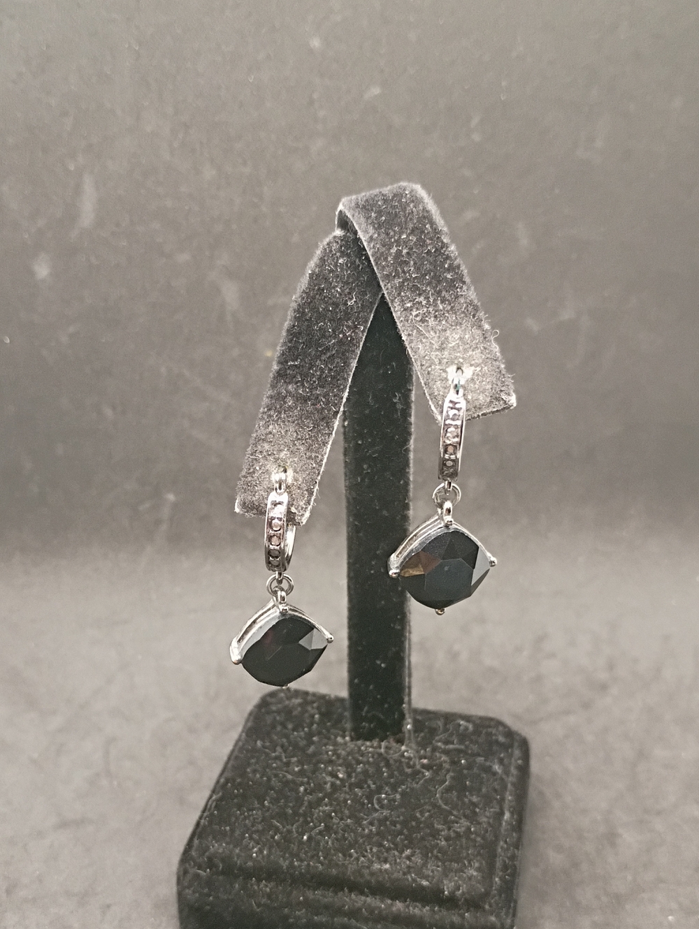 Black Faceted Drop Earrings